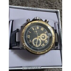 AMERICAN EXCHANGE MEN'S WATCH Black Strap Gold Tone Accent Macy's Featured NEW
